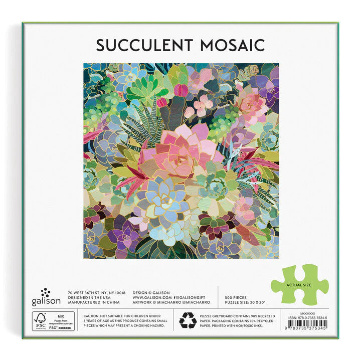 Succulent Mosaic 500 Piece Foil Puzzle Galison
