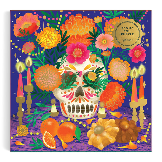 Ofrenda del Dรญa de Muertos 500 Piece Foil Puzzle