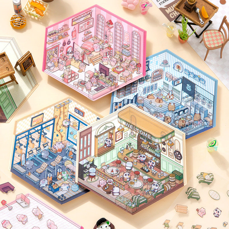Mini World 3D Scene Stickers – DIY Room Kit for Journals & Crafts