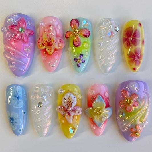 Tropical Blooms Press-on Nails V Boutique Studio
