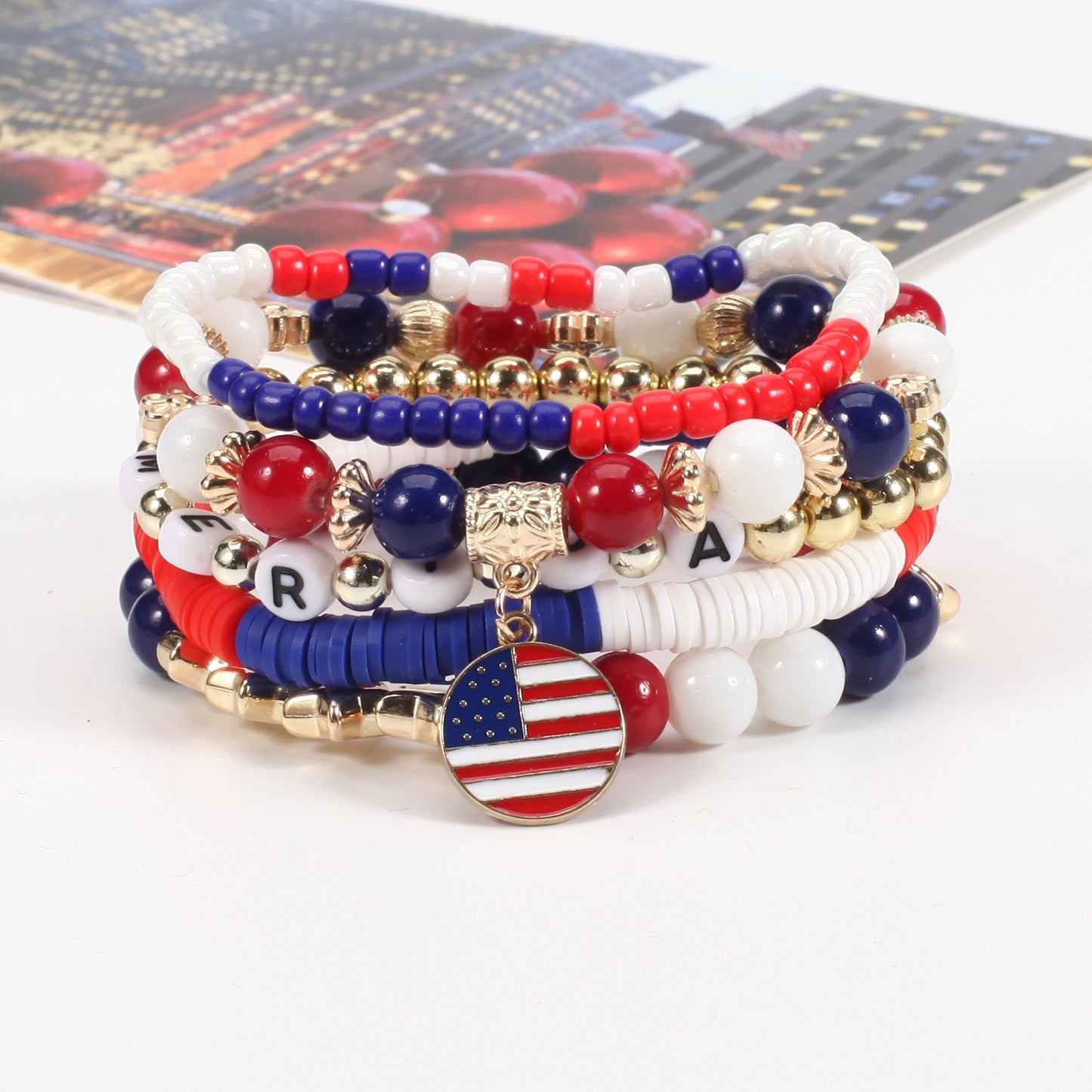 Patriotic Beaded Bracelet Stack – USA Red, White & Blue Jewelry