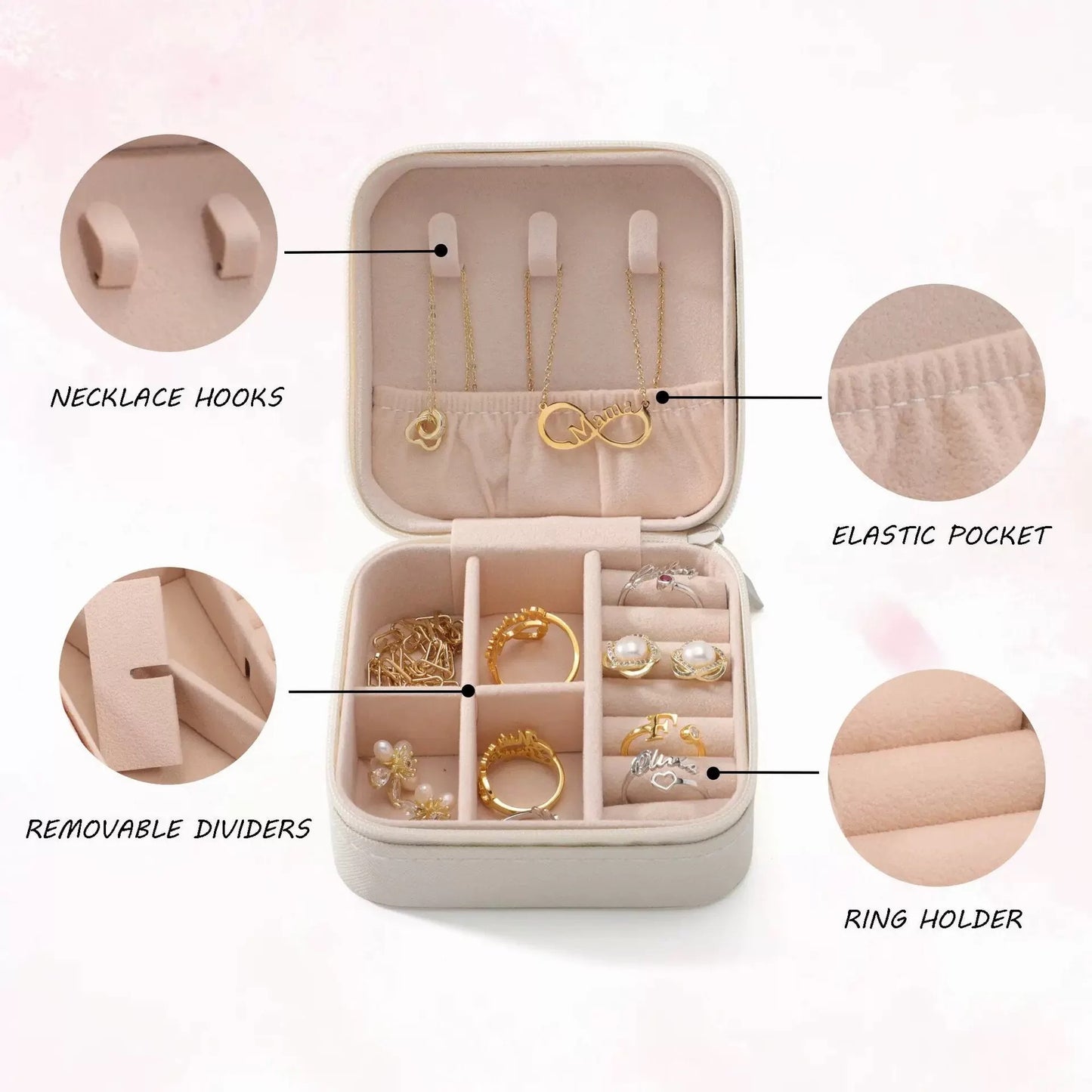 Custom Travel Jewelry Box – Personalized Organizer with Hooks & Rings