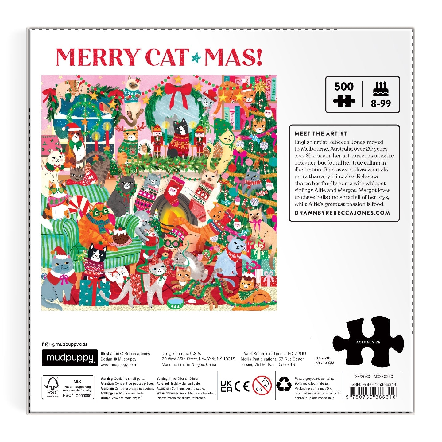 Merry Catmas 500 Piece Family Puzzle Mudpuppy