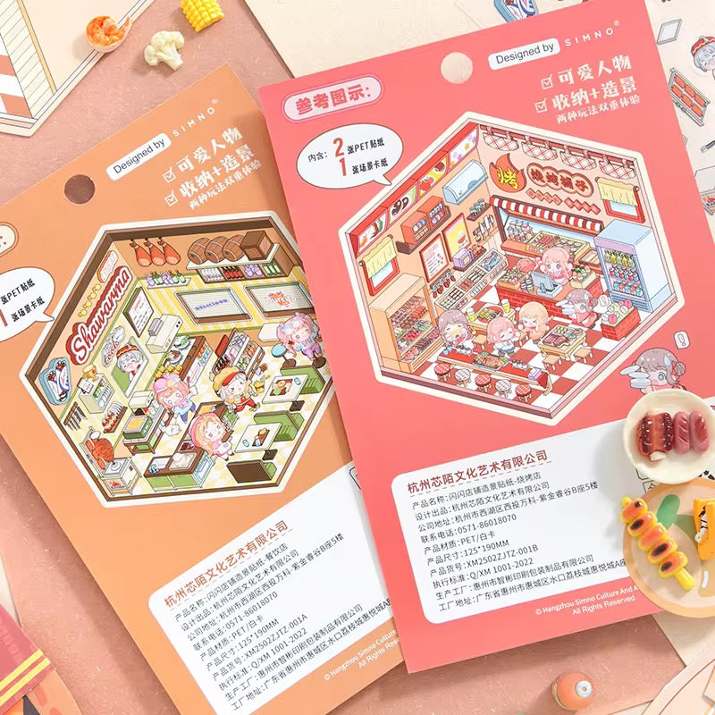 Mini Shop Room Stickers – 3D DIY Kit for Crafts & Journals