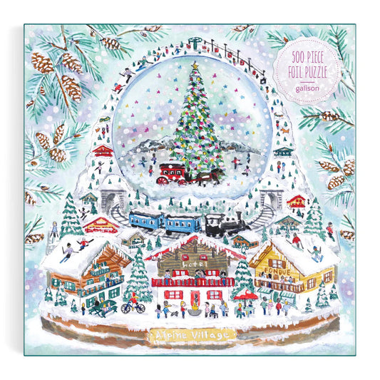 Michael Storrings Alpine Village Snowglobe 500 Piece Foil Puzzle Galison