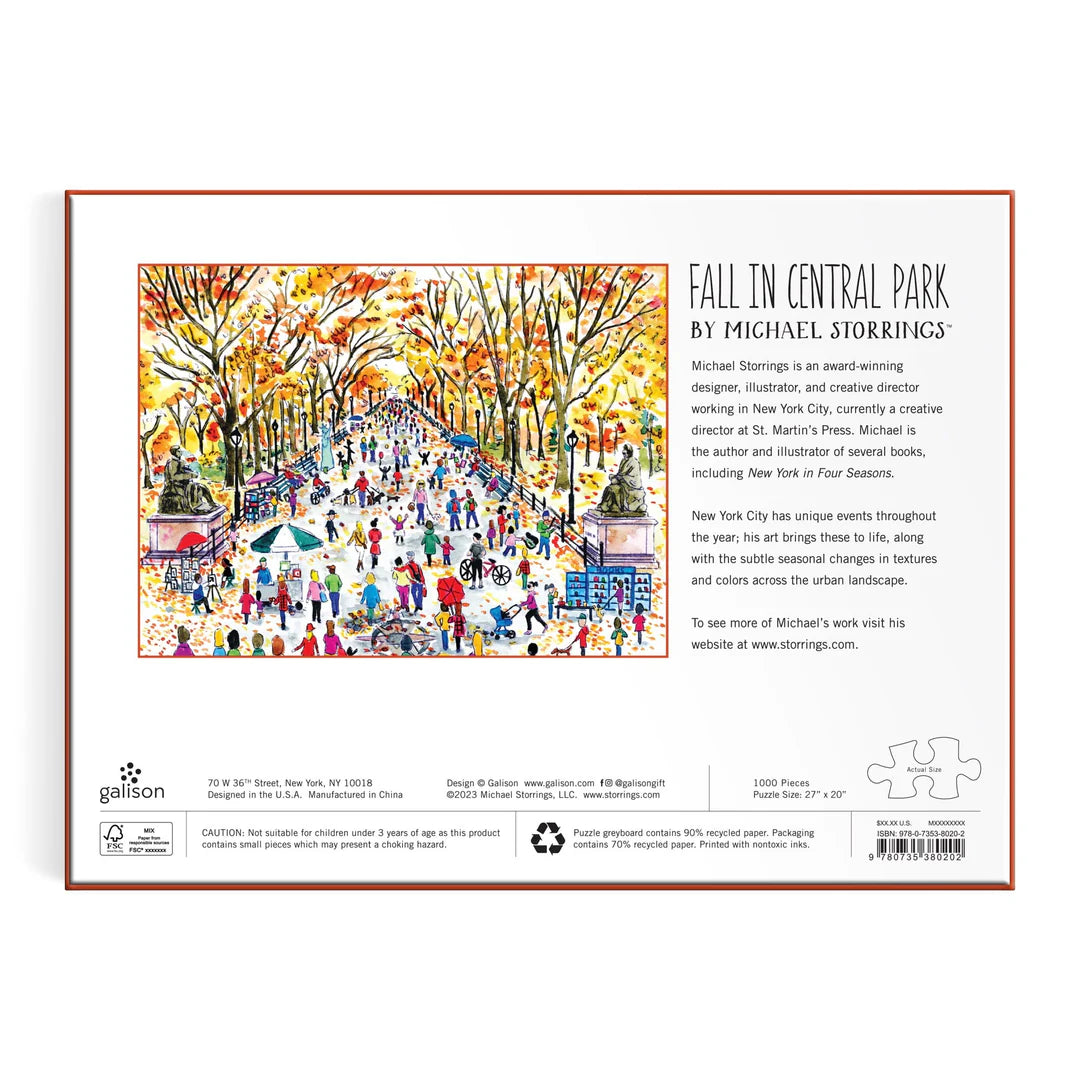 Michael Storrings Fall in Central Park 1000 Piece Puzzle Galison
