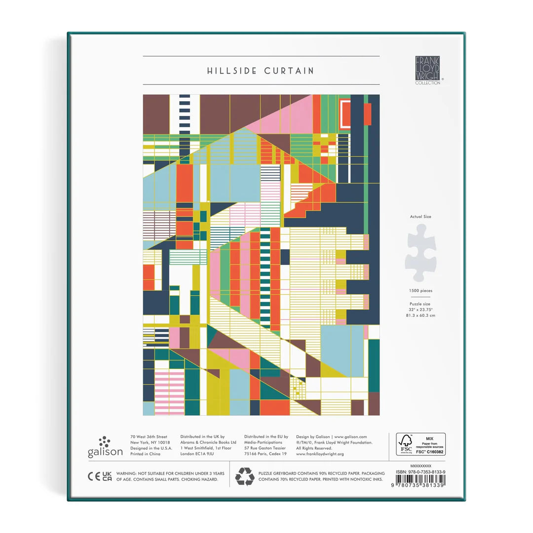 Frank Lloyd Wright Hillside Curtain 1500 Piece Foil Puzzle Galison