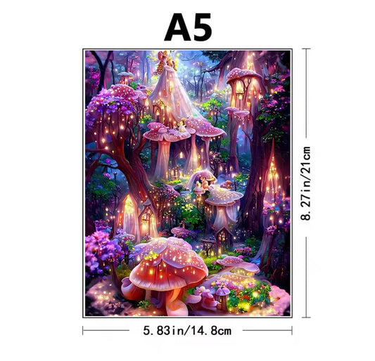Enchanted Mushroom House Puzzle - Floral Night, Gift for Puzzle Lovers V Boutique Studio
