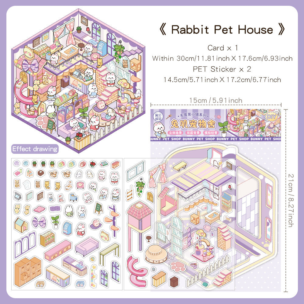 Whimsical 3D Mini World Stickers – DIY Scene Kit for Journals & Crafts