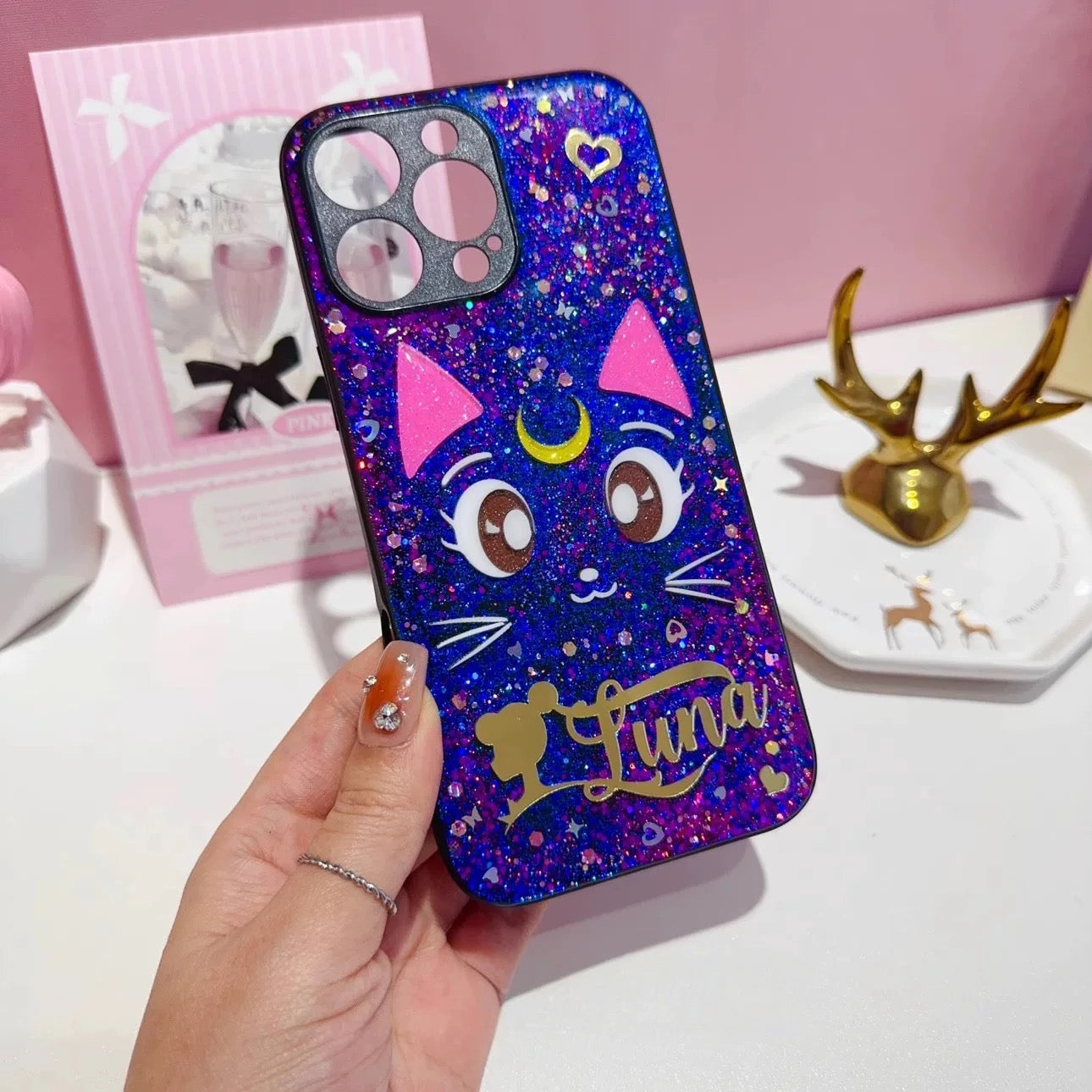 Sailor Moon Luna Handmade Glitter Phone Case