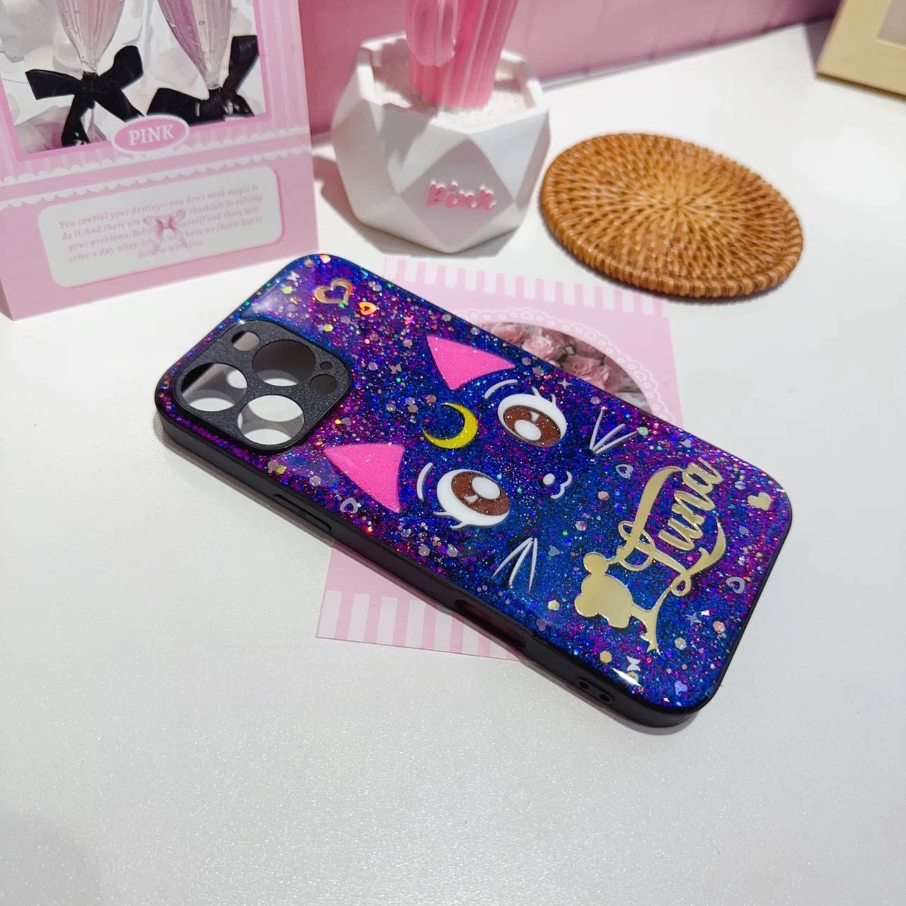Sailor Moon Luna Handmade Glitter Phone Case