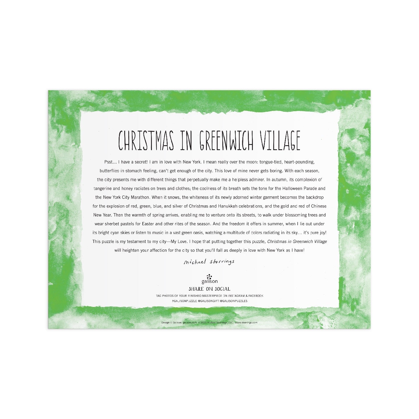 Michael Storrings Christmas in Greenwich Village 1000 Piece Galison