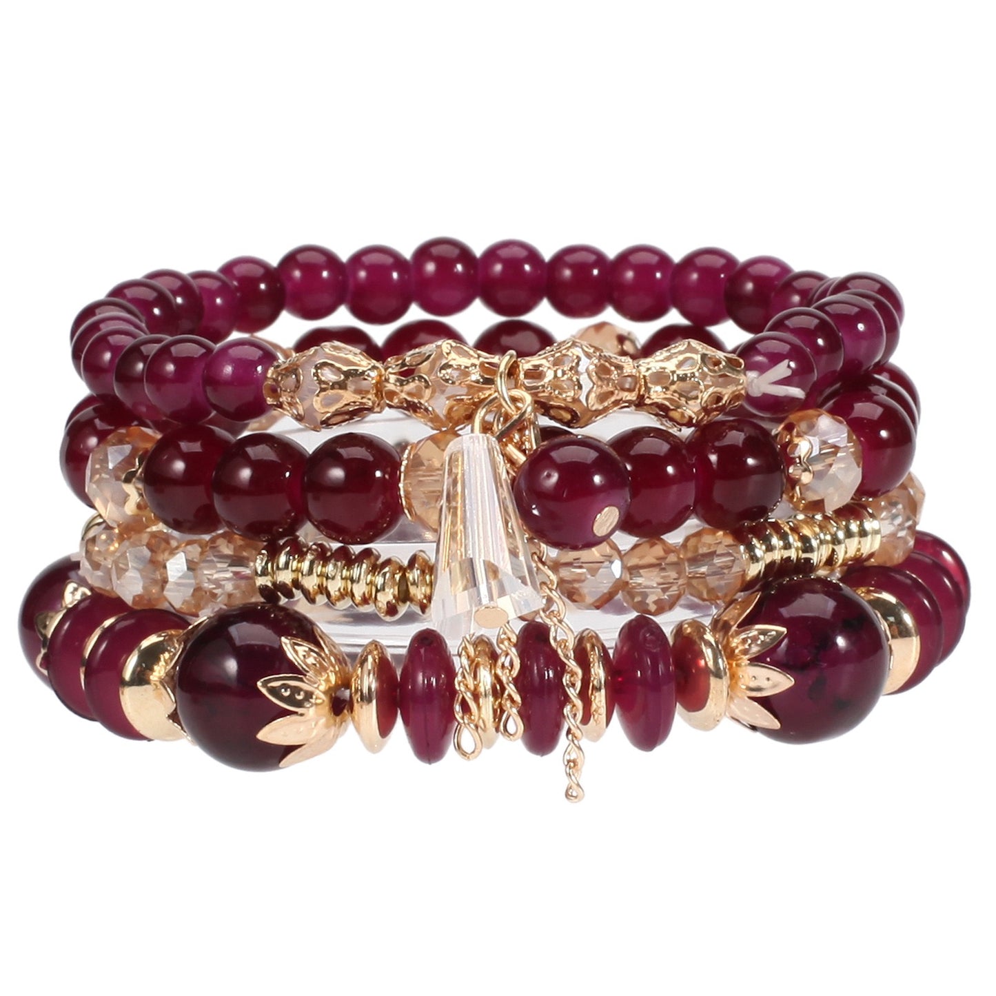Elegant Crystal Beaded Bracelet Stack – Multi-Layer Fashion Jewelry