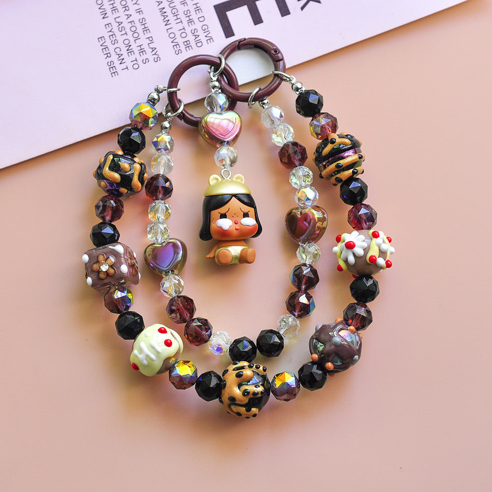 Hand Drawn Pearl Crystal Phone Lanyard