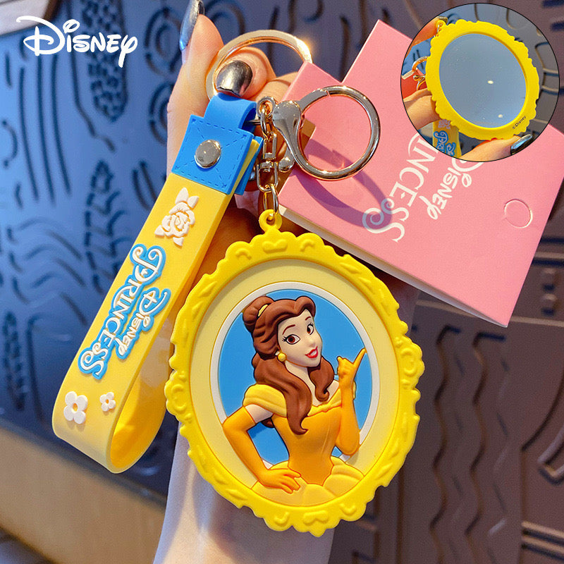 Disney Princess Portable Mirror Keychain – Cute Travel Makeup Mirror