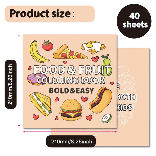Food & Fruit Coloring Book – Fun & Easy Themed Illustrations V Boutique Studio