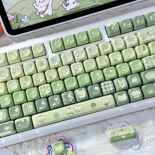 Green Meadow Keycaps – XOA Profile, 131 Keys for MX Keyboards