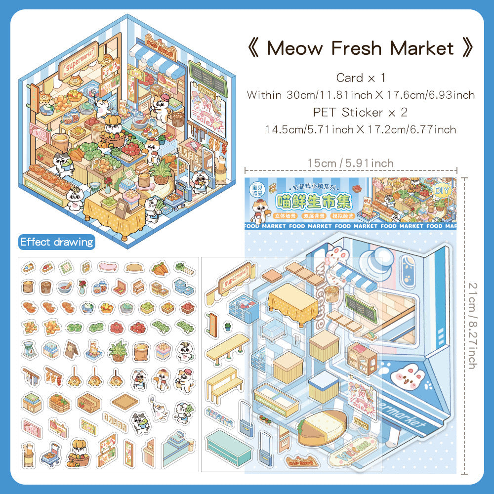 Whimsical 3D Mini World Stickers – DIY Scene Kit for Journals & Crafts