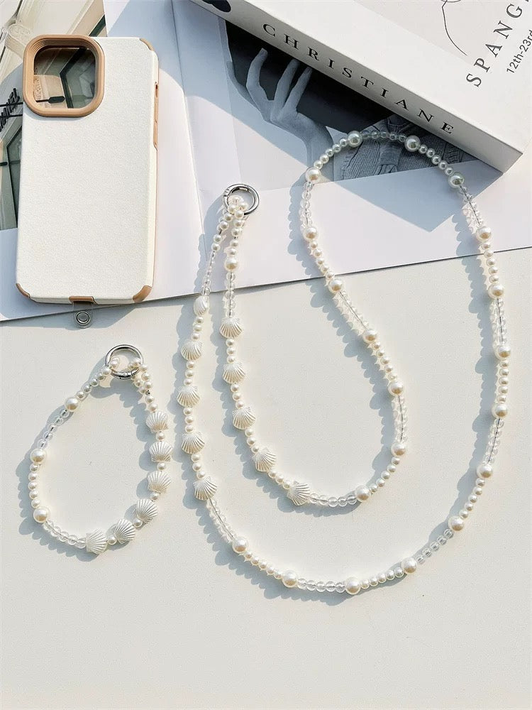 Elegant Shell & Pearl Crossbody Phone Lanyard V Boutique Studio