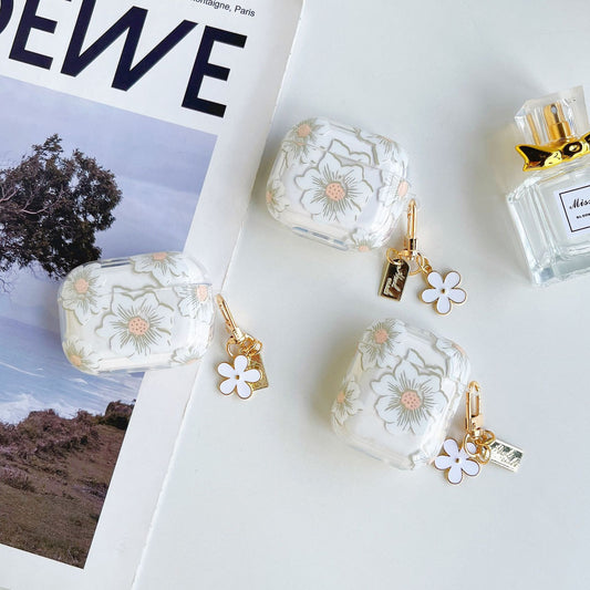 Floral AirPods Case with Daisy Charm – Clear Protective Cover