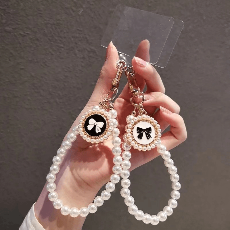 Handmade Beaded Pearl Bow Pendant Phone Lanyard V Boutique Studio-New