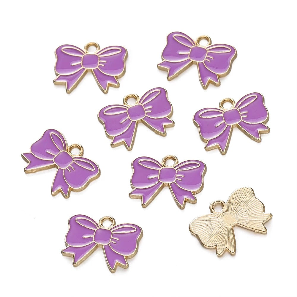 Colorful Bow Alloy Charms for Jewelry Making - Cute DIY & Craft Projects (Set of 8)
