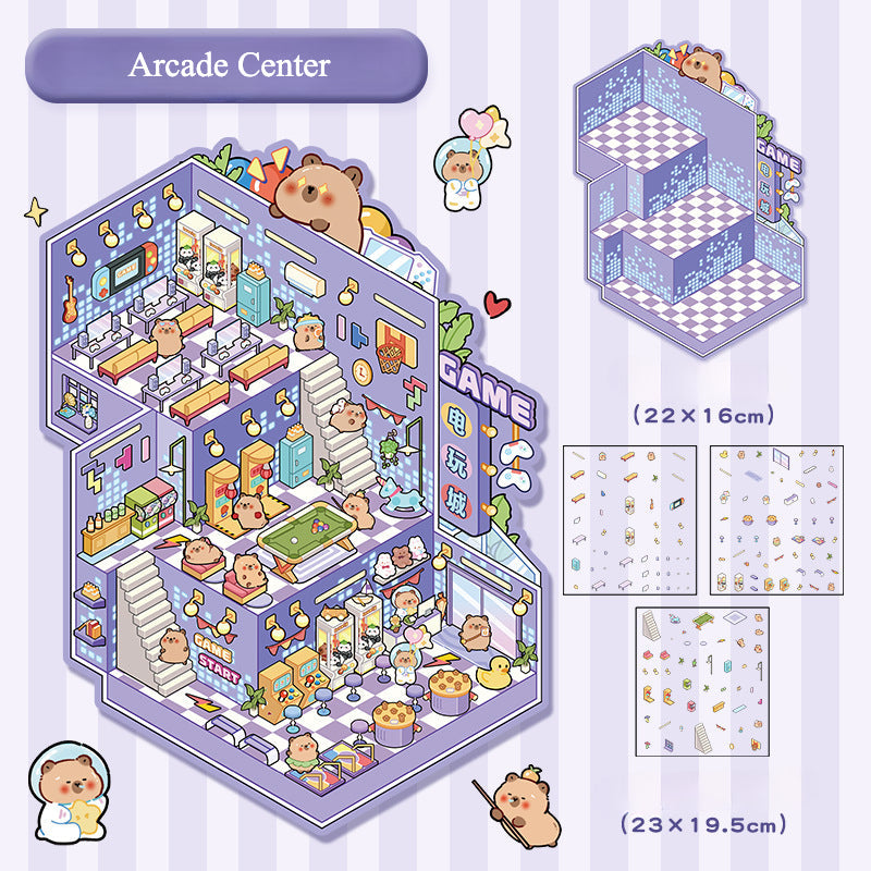 Kawaii Miniature Scene Stickers – 3D DIY for Scrapbooks & Journals