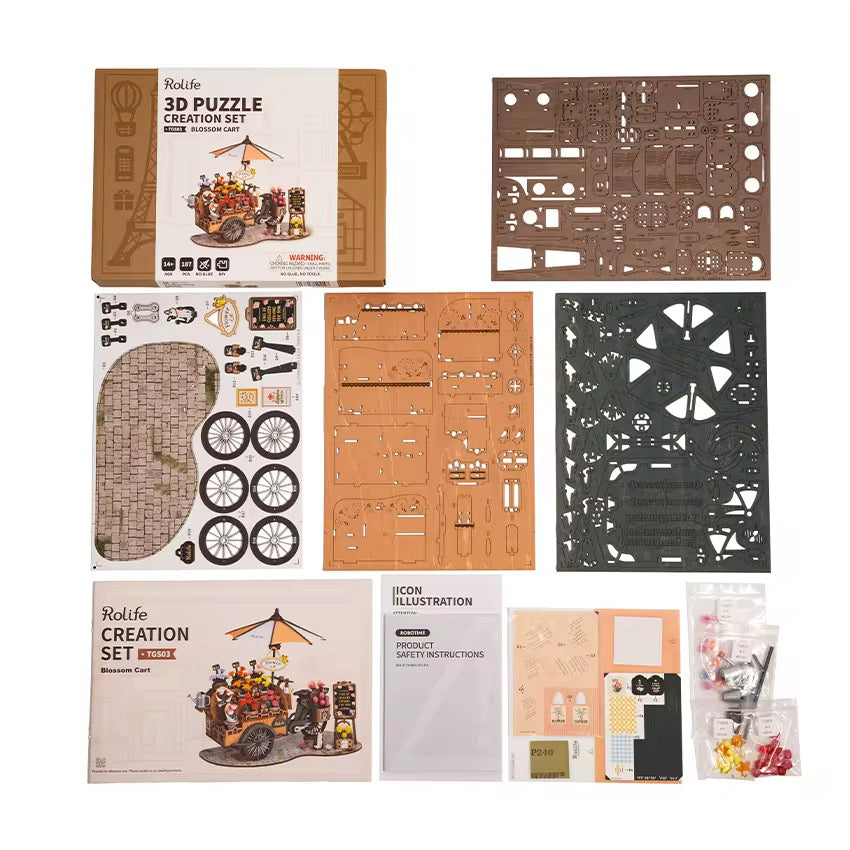 3D Blossom Cart Puzzle – Delightful Handmade Gift