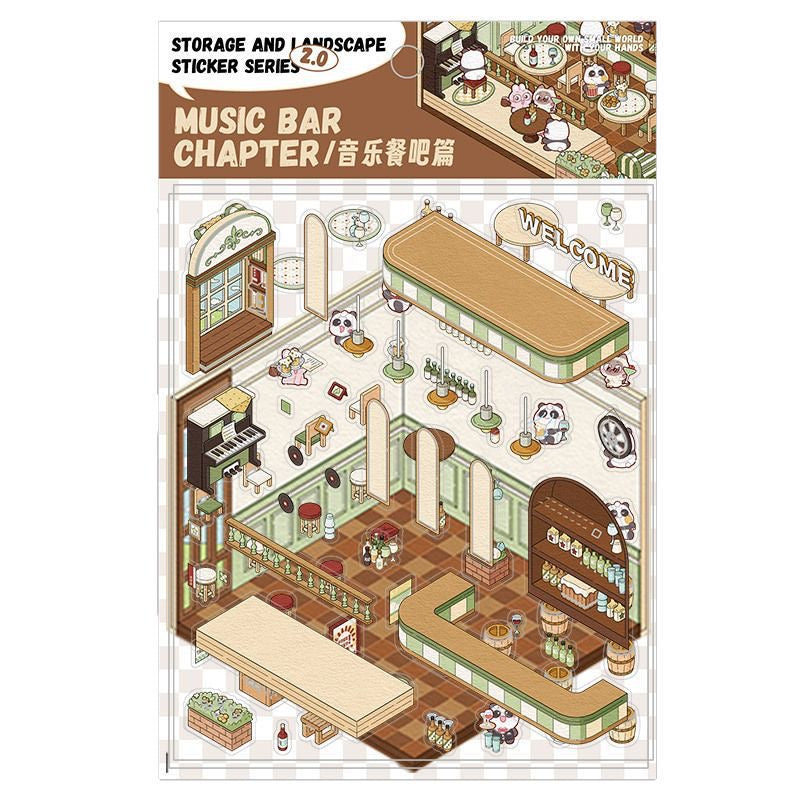 Mini World 3D Scene Stickers – DIY Room Kit for Journals & Crafts