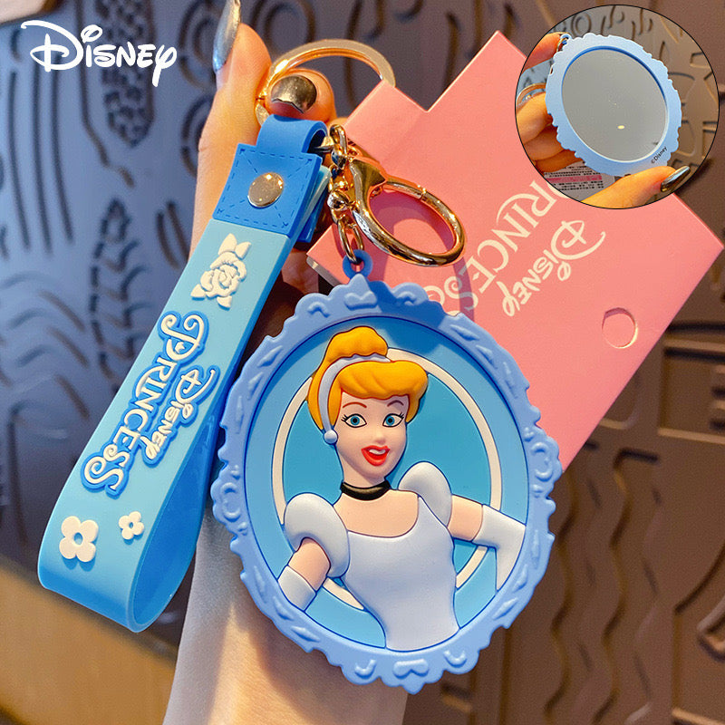 Disney Princess Portable Mirror Keychain – Cute Travel Makeup Mirror