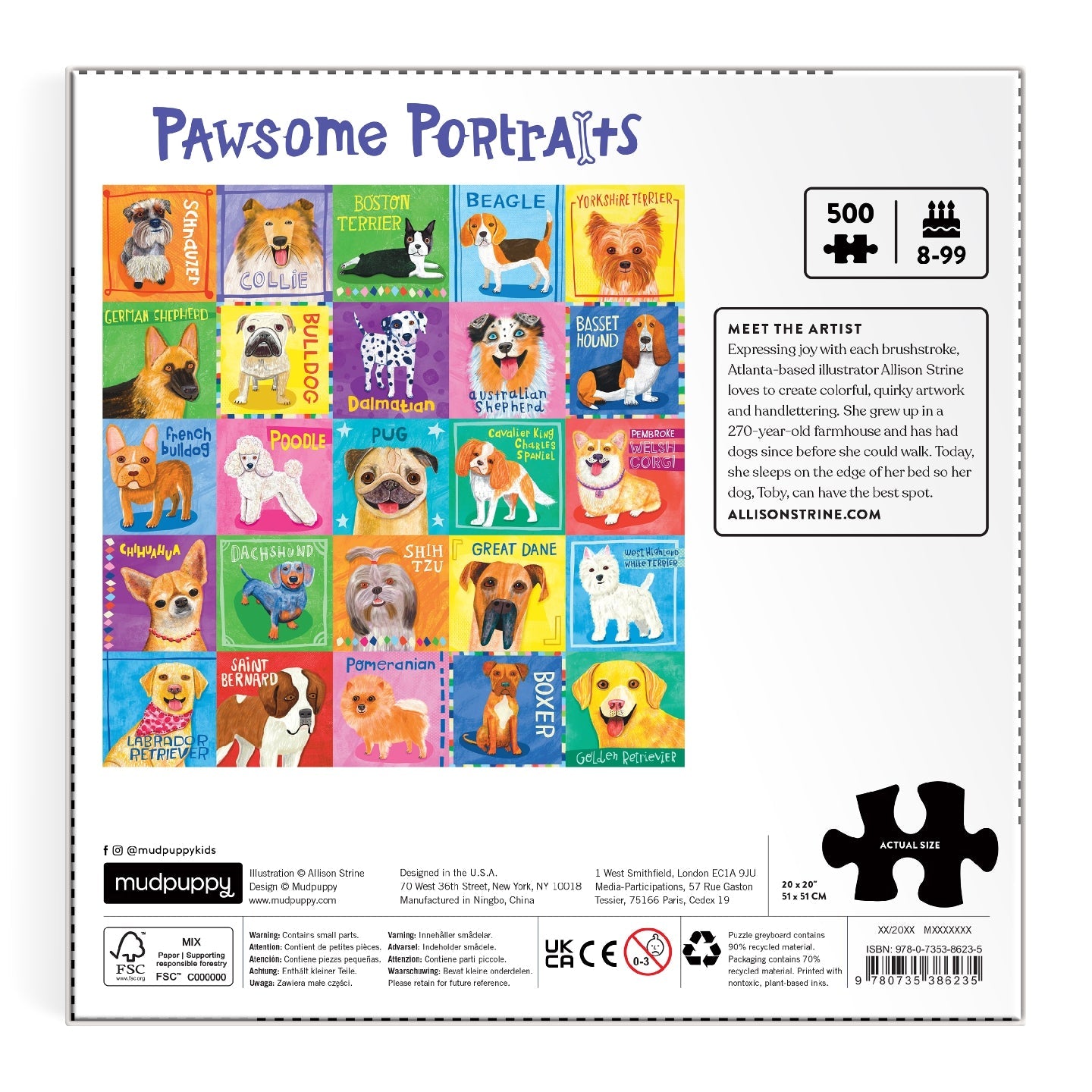 Pawsome Portraits 500 Piece Family Puzzle Mudpuppy