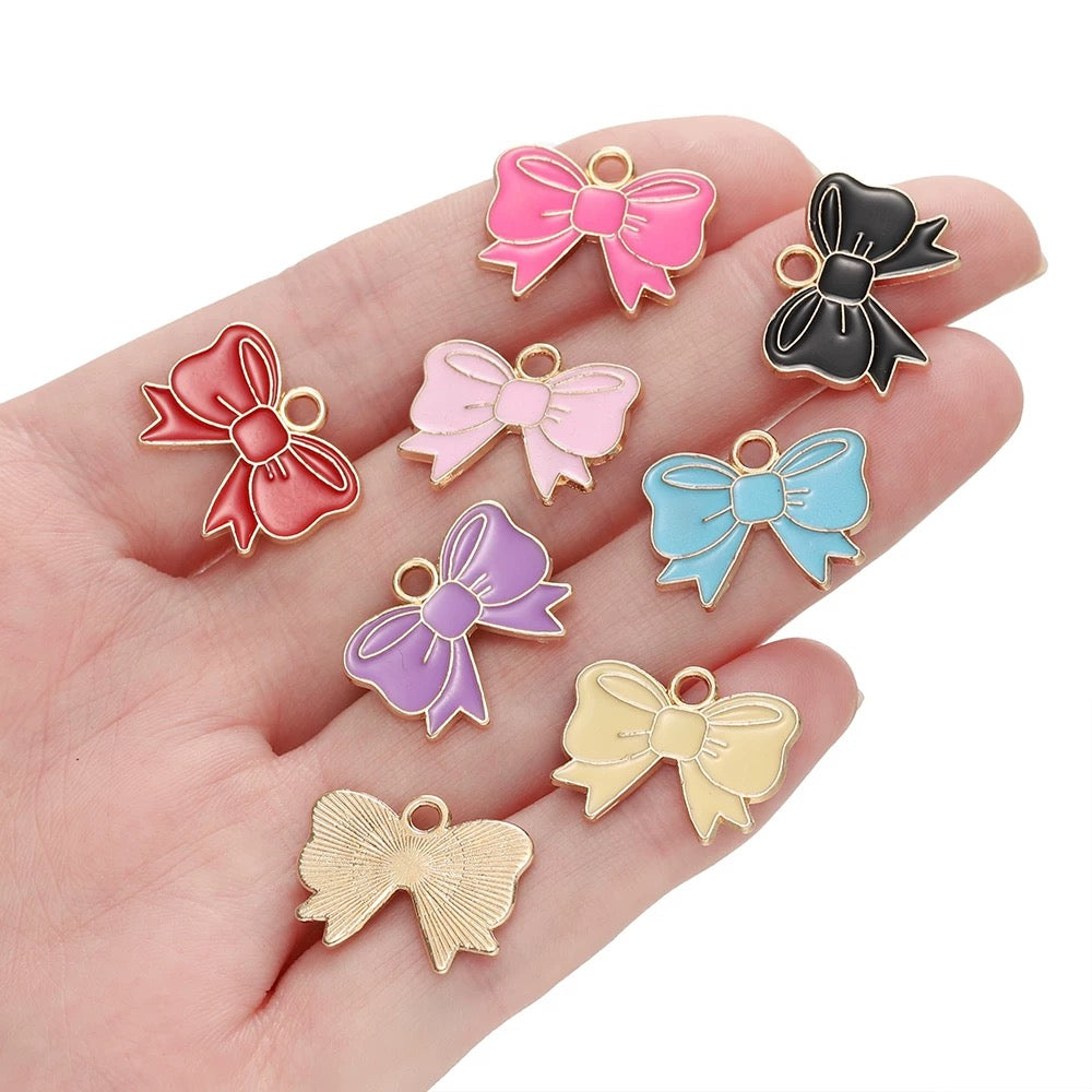 Colorful Bow Alloy Charms for Jewelry Making - Cute DIY & Craft Projects (Set of 8)