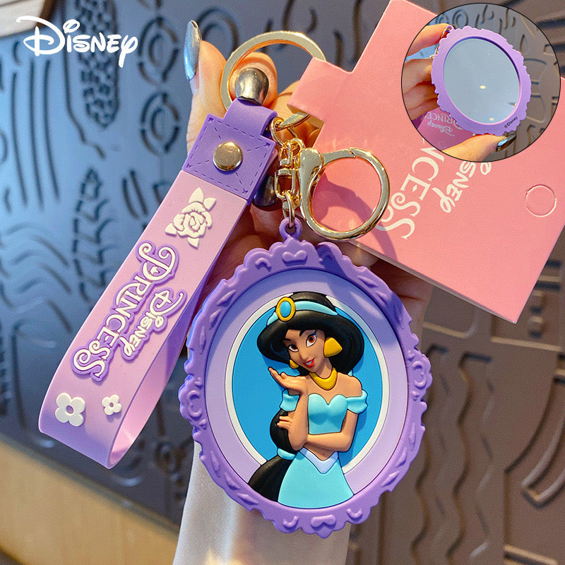 Disney Princess Portable Mirror Keychain – Cute Travel Makeup Mirror