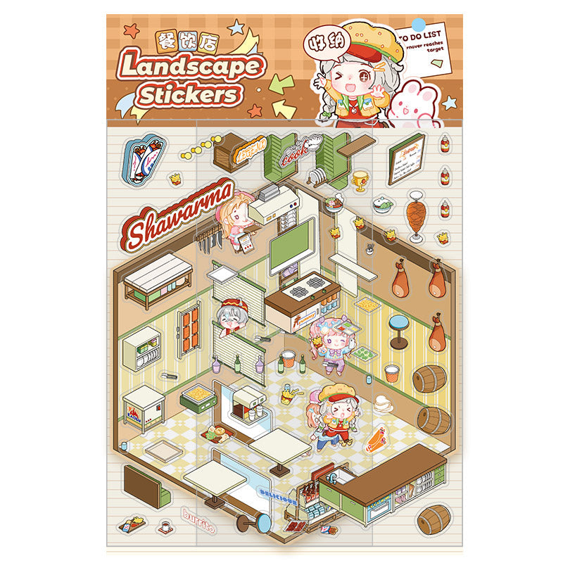 Mini Shop Room Stickers – 3D DIY Kit for Crafts & Journals