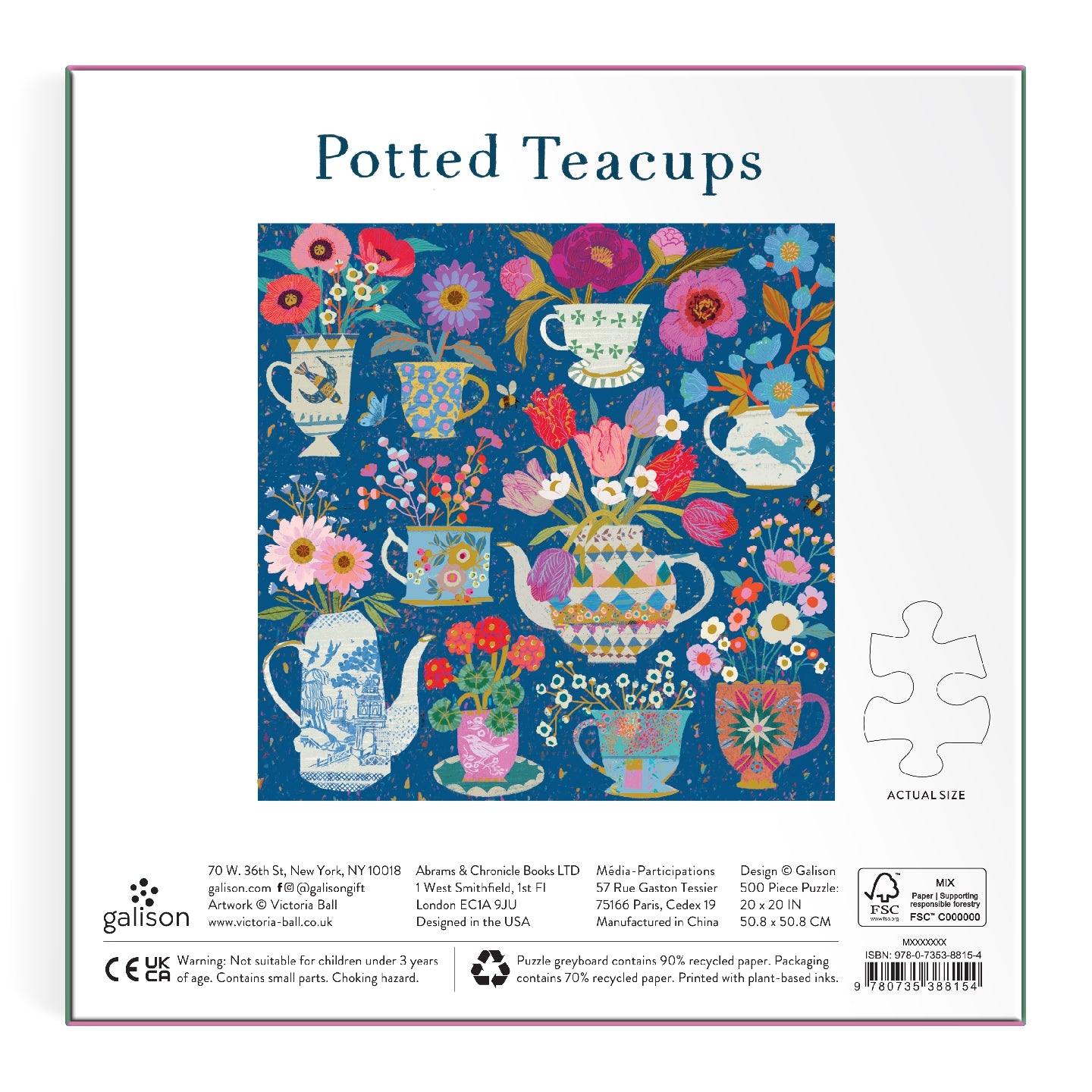 Victoria Ball Potted Teacups 500 Piece Foil Puzzle