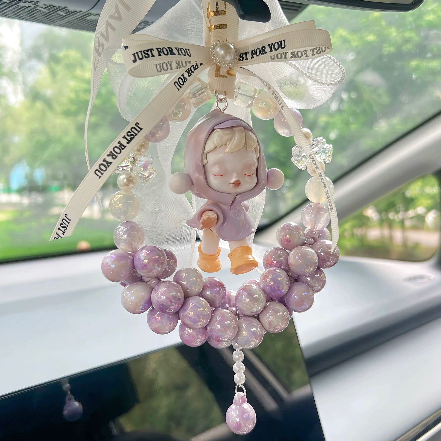Handmade Skullpanda-Inspired Car Pendant for Rearview Mirror