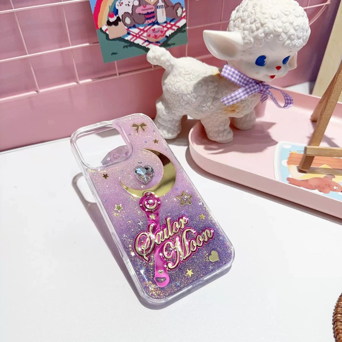 Handmade Gradient Glitter Magical Sailor Moon Phone Case