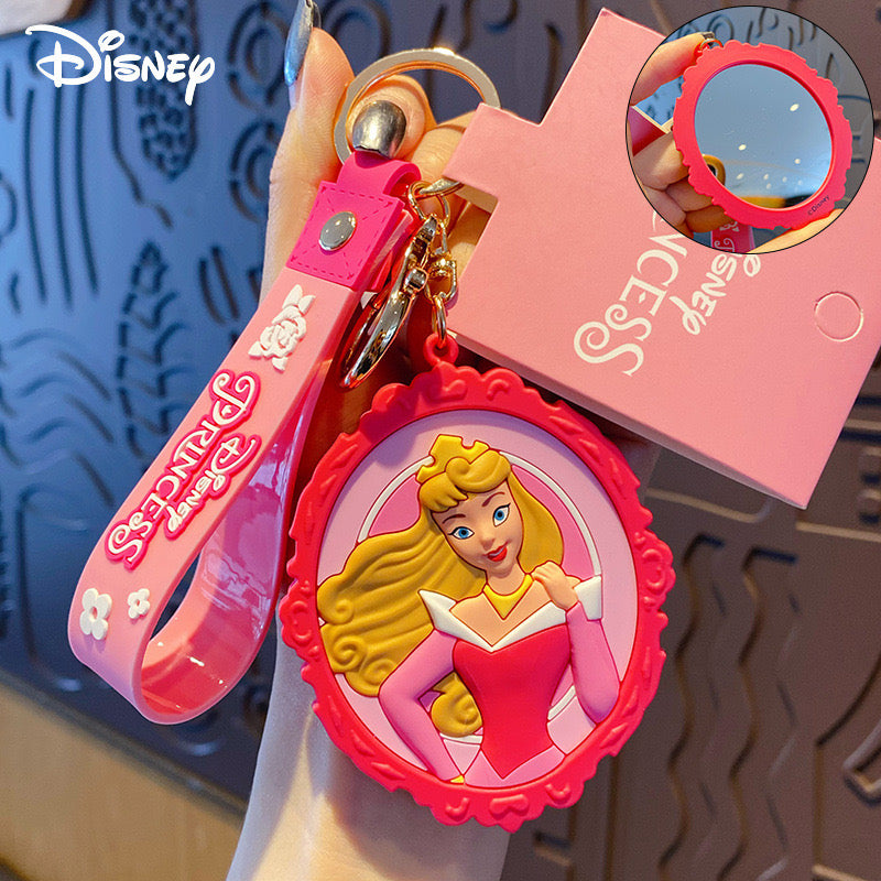 Disney Princess Portable Mirror Keychain – Cute Travel Makeup Mirror