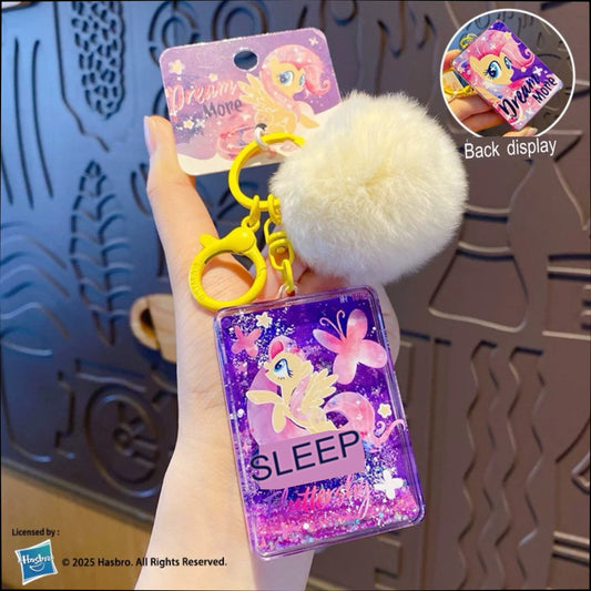 My Little Pony Acrylic Glitter Keychain with Pom Pom