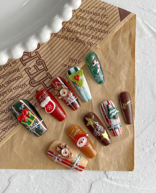 Merry Christmas Press On Nails V Boutique Studio