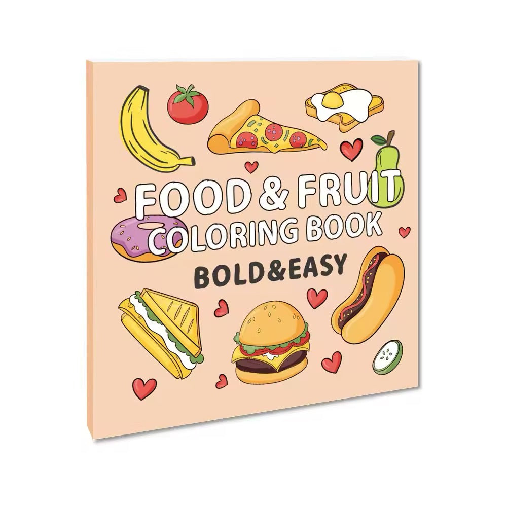 Food & Fruit Coloring Book – Fun & Easy Themed Illustrations