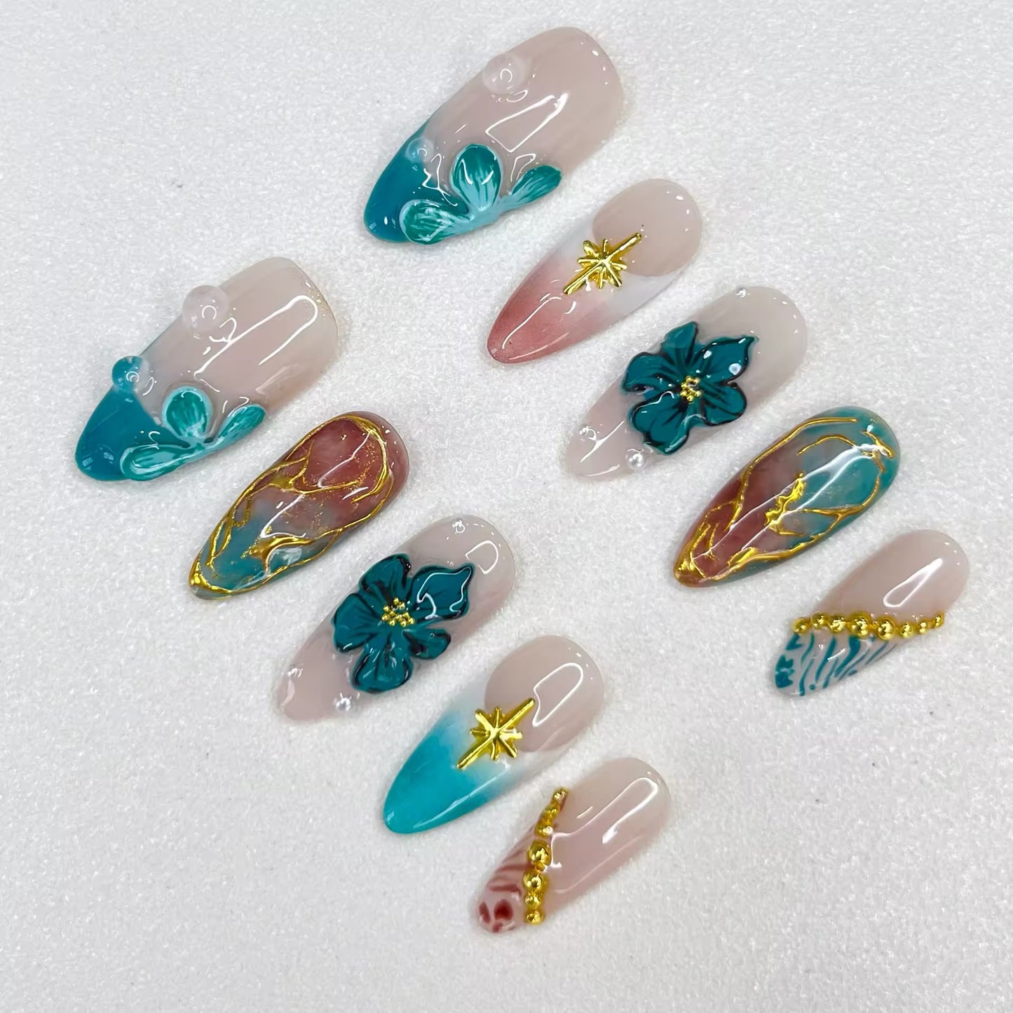 Oceanic Blooms Press-on Nails