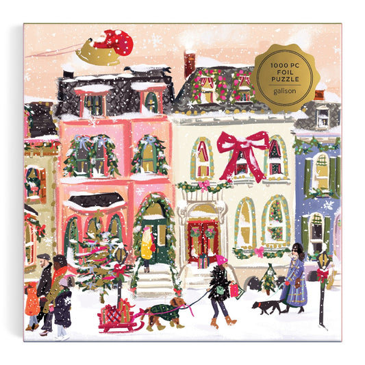 Snowfall on Main Street 1000 Piece Foil Puzzle Galison