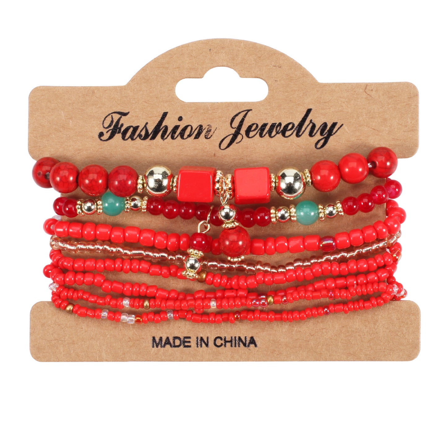 Beaded Bracelet Stack – Multi-Layer Colorful Jewelry for Women