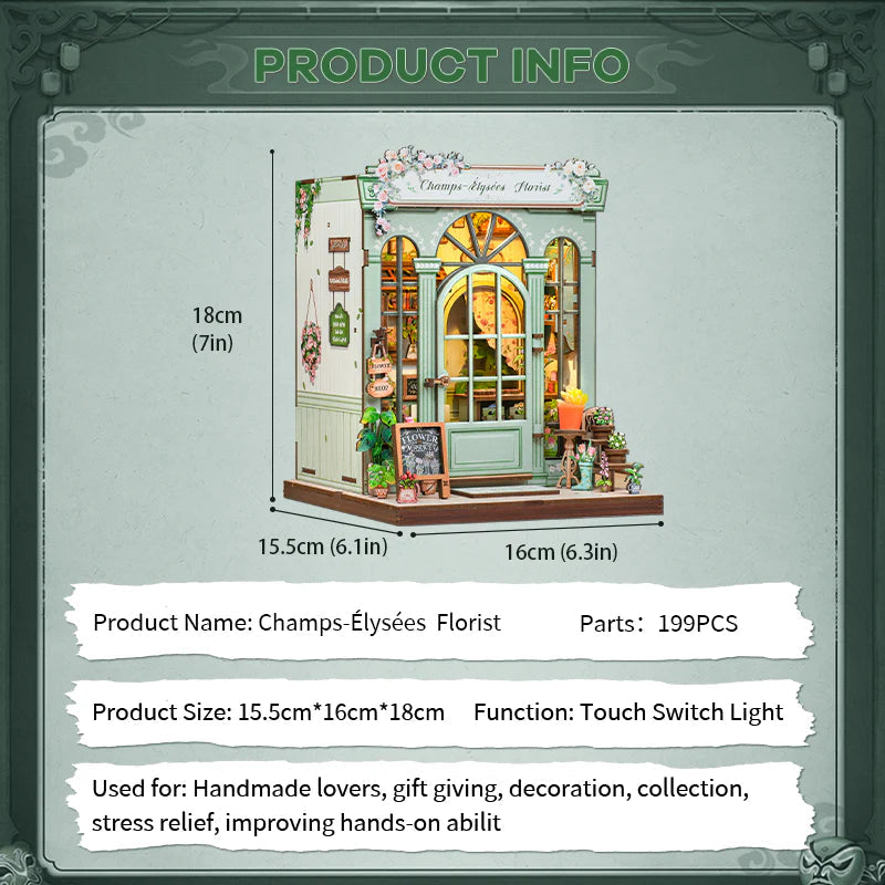 Champs-Élysées Florist – DIY Wooden Miniature Book Nook Kit