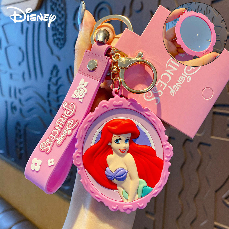 Disney Princess Portable Mirror Keychain – Cute Travel Makeup Mirror