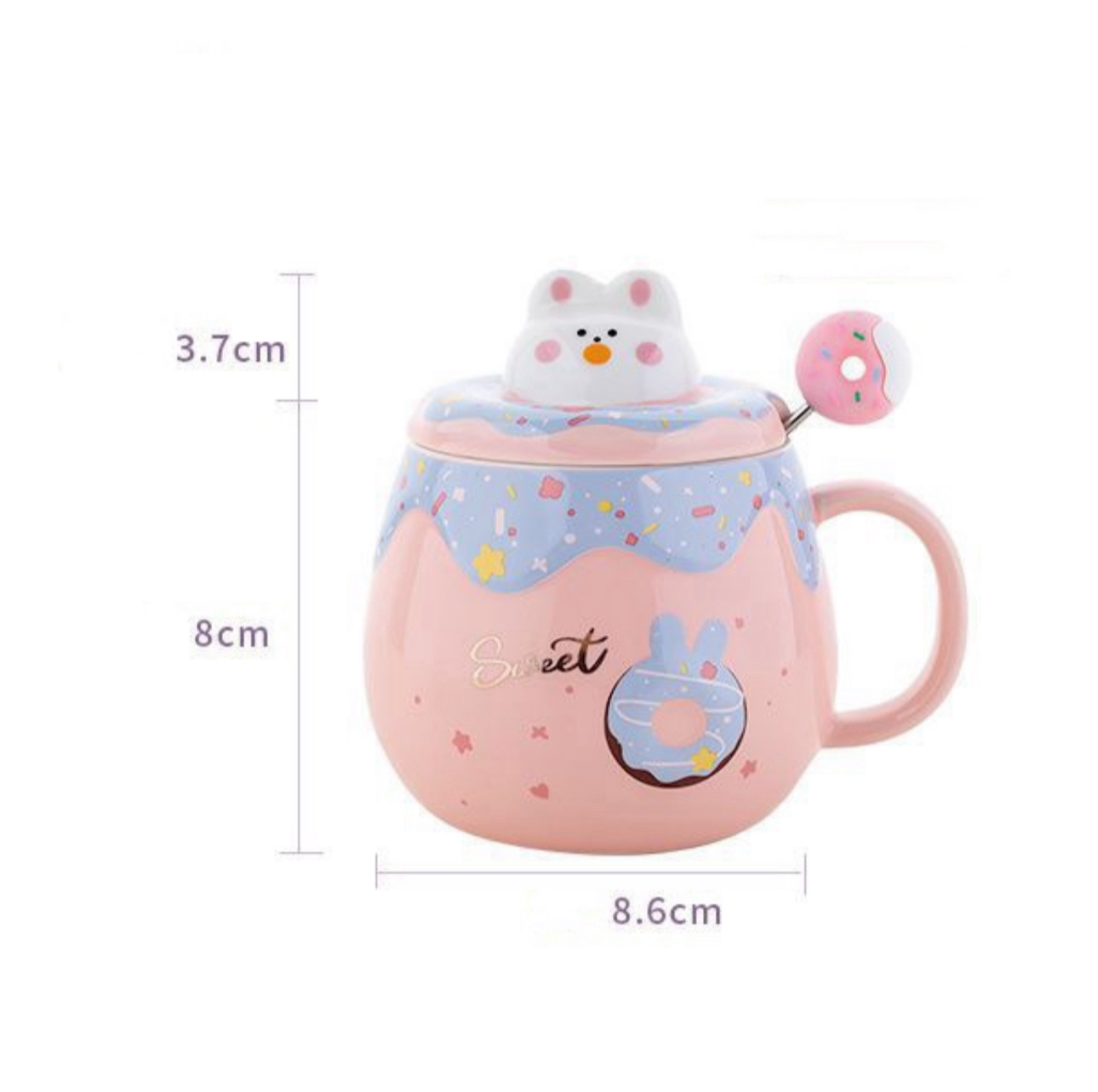 Cartoon Doughnut Bunny Ceramic Mug V Boutique Studio