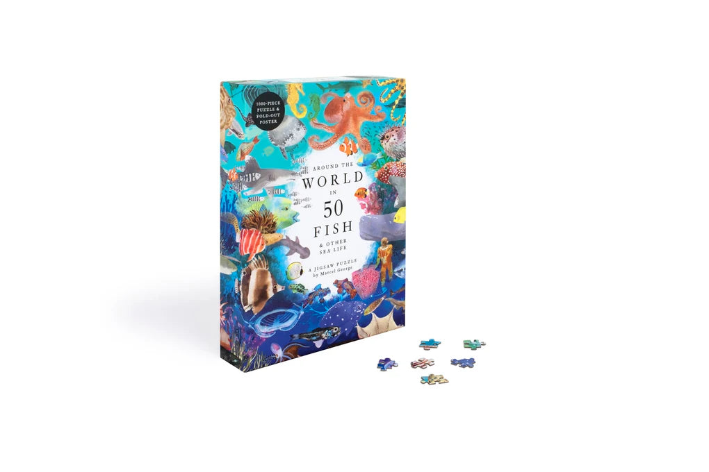 Around the World in 50 Fish 1000 Piece Puzzle Galison