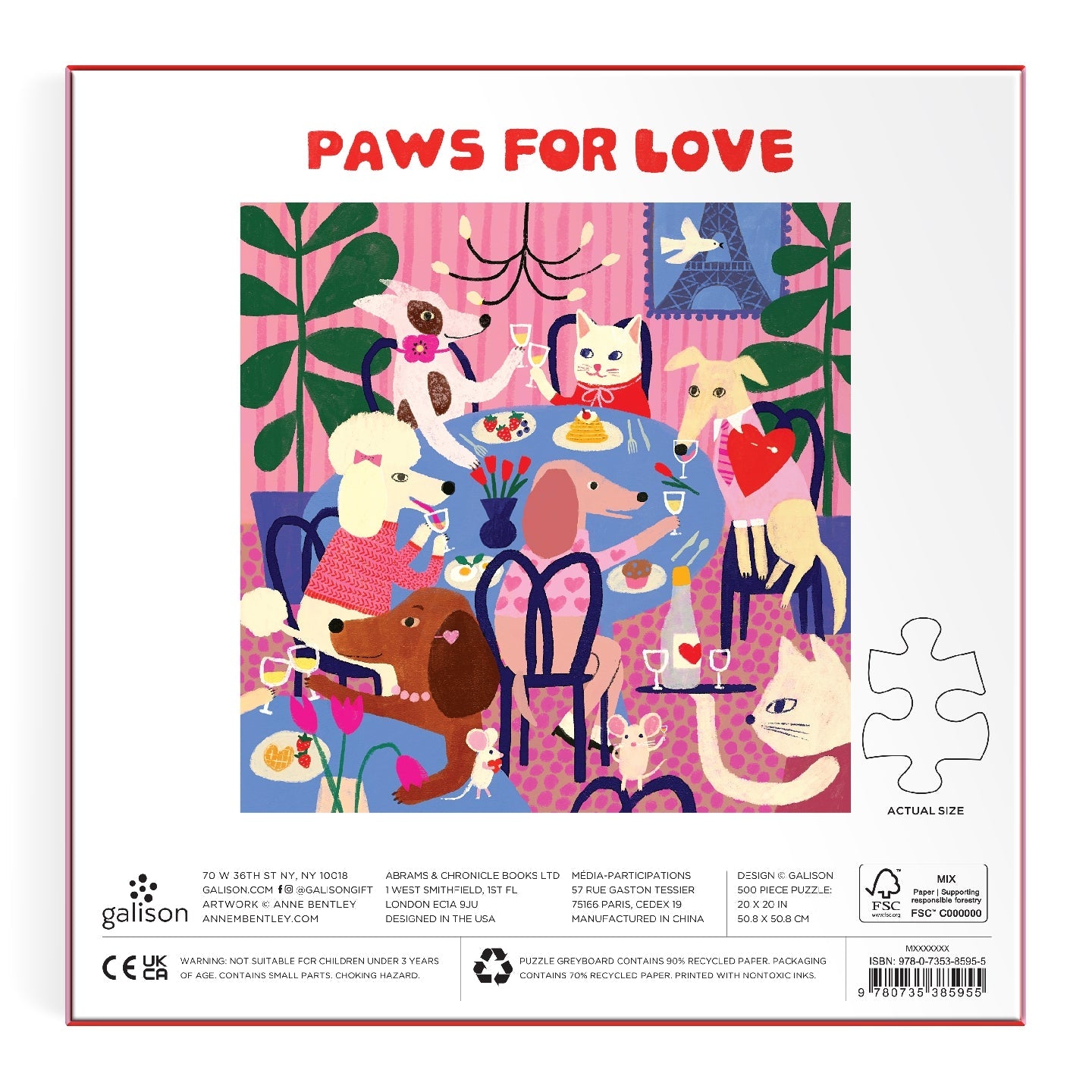Paws for Love 500 Piece Puzzle Galison