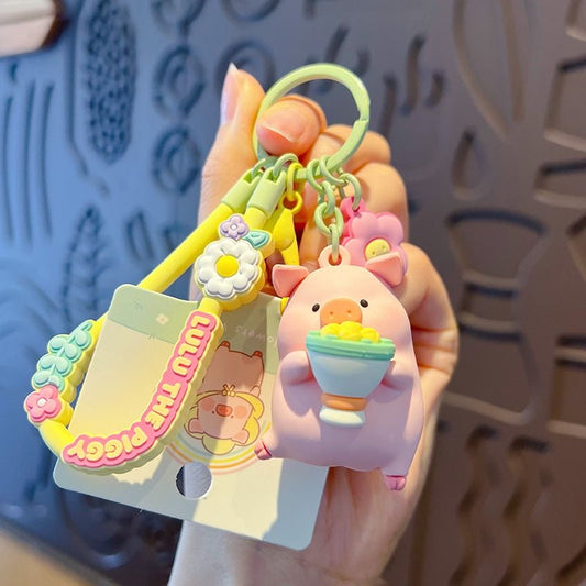 Kawaii Flower Pig Keychain